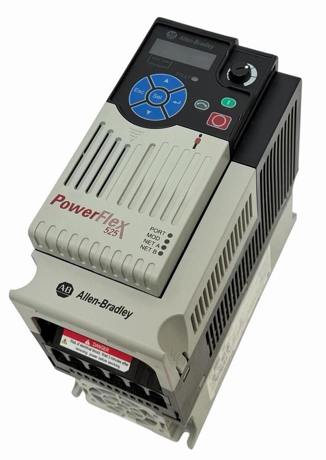 Used Allen Bradley 25B-D010N104 /A PowerFlex 525 AC VFD Drive 3Ph 480V 5HP FW: 7.001