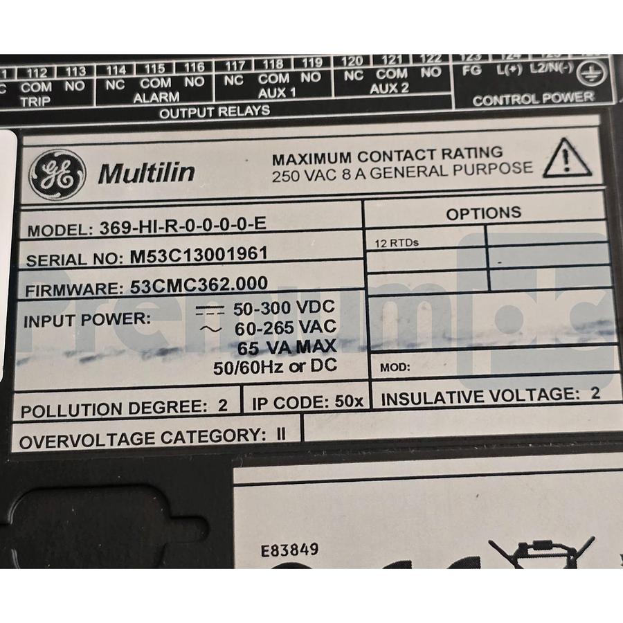 Used GE Multilin 369 Legacy Motor Management Relay Protection 369-HI-R-0-0-0-0-E REP.