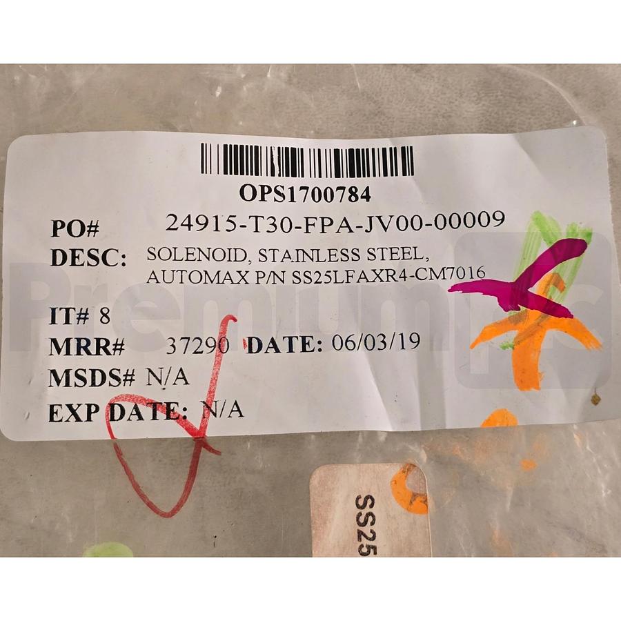 Used Automatic Valve Automax L2003AAWR-DBYS S/S Solenoid Valve 5/2 SS25LFAXR4-CM7016