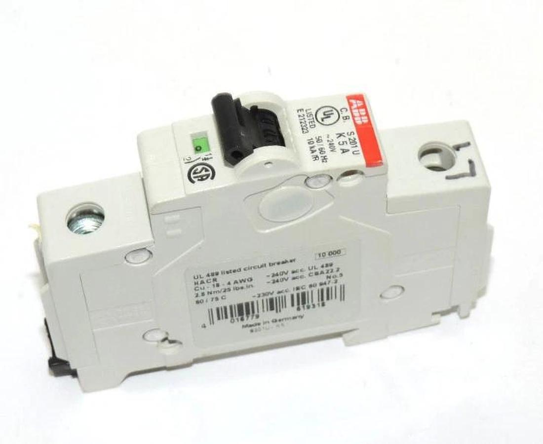 Used ABB S201U-K5A CIRCUIT BREAKER S201UK5 240V~ E212323, 50/60HZ