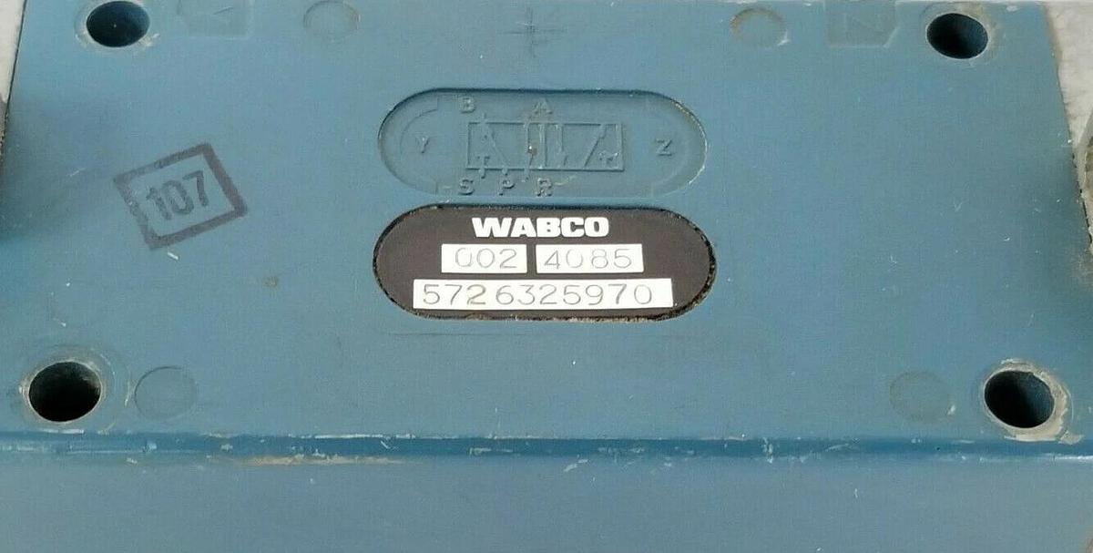 Used WABCO 5726325970 VALVE 002 4085 W/ COILS 110V 50/60HZ 10 BAR MAX