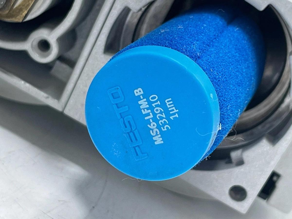Used Festo MS6 Pneumatic Assembly: MS6-SV-1/2 Safety Valve + MS6-LFM Filter + MS6-FRM