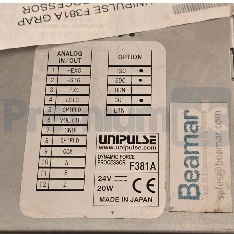 Used Unipulse F381A Dynamic Force Processor Digital Indicator/Display TFT 24VDC USPI