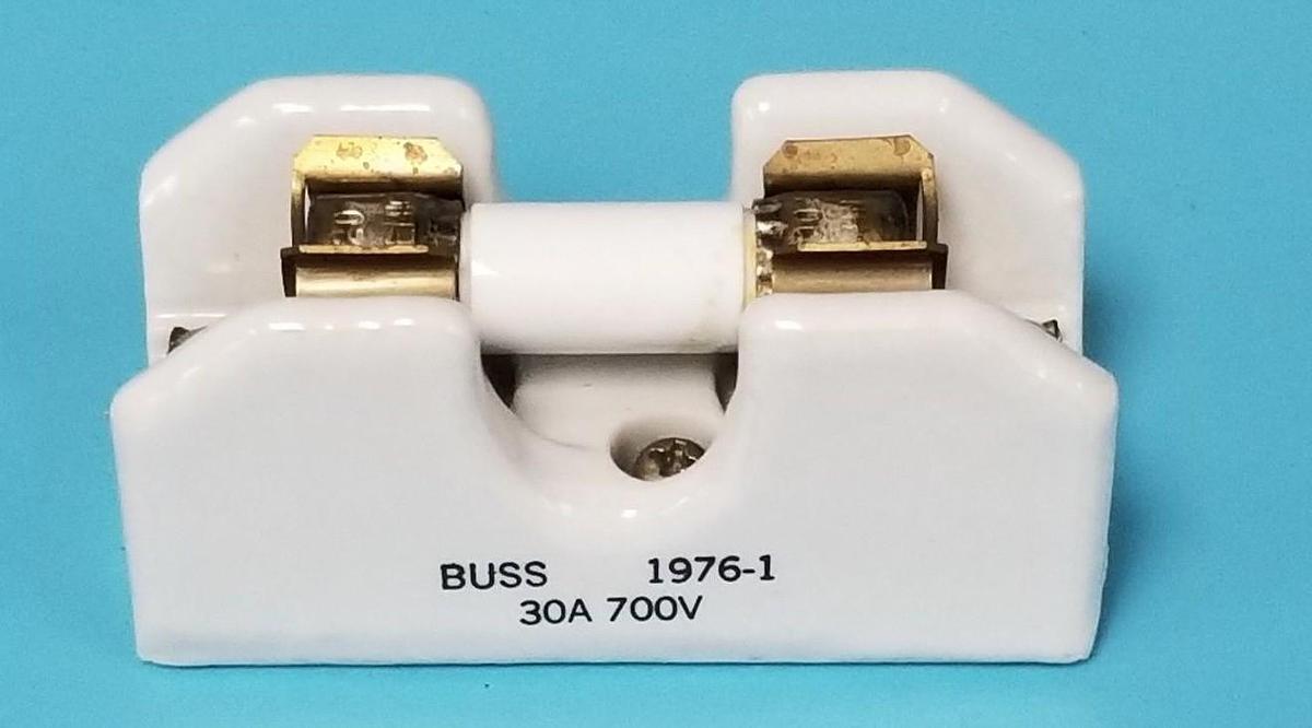 Used BUSSMANN 1976-1 CERAMIC FUSE HOLDER 30A, 700V W/ FWP-20 CYLINDER FUSE
