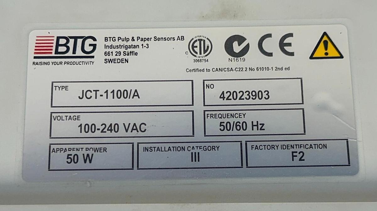 Used BTG MEK-2400 Pulptec CONSISTENCY TRANSMITTER 24V JCT-1100/A JUNCTION BOX NSNP *