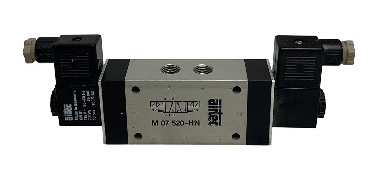 Used AIRTEC M 07 520-HN / M07520HN SERIES M-07 VALVE 5/2-WAY DOUBLE SOLENOIDS USNP