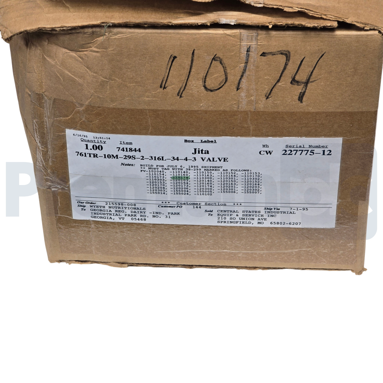 Used Alfa Laval Tri-Clover 761TR 2" SS Air Seat Valve 761TR-10M-29S-2-316L-34-4-3 NEW