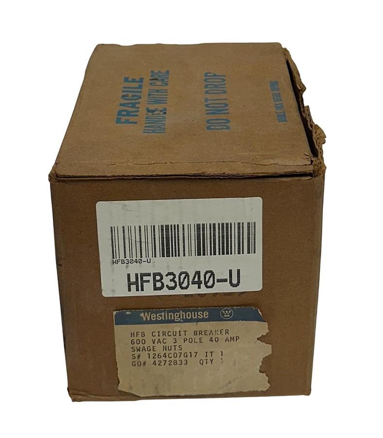 Used WESTINGHOUSE HFB3040-U / 1264C07G17 AB De-ion CIRCUIT BREAKER 40A 600VAC NSMP