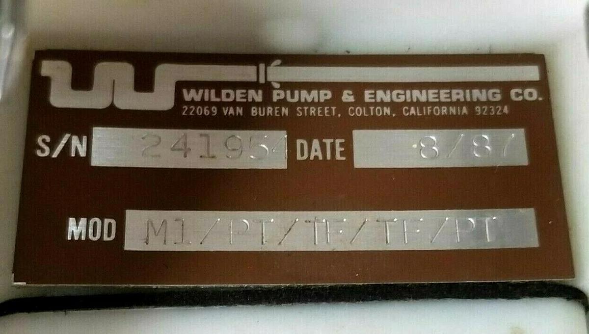 Used WILDEN PUMP & ENGINEERING MOD. M1/PT/TF/TF/PT DIAPHRAGM PUMP 4449P.PMP
