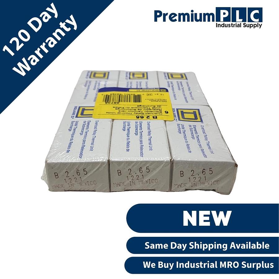 Used PACK OF 6 NEW SQUARE D B2.65 OVERLOAD RELAY THERMAL UNITS B265 TYPE B CLASS 20