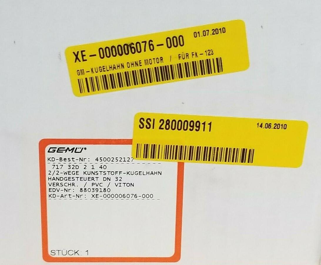 Used NEW GEMU 4500252127 VKD DUAL BLOCK 2-WAY BALL VALVE DN10-50, 717-32D-2-1-40