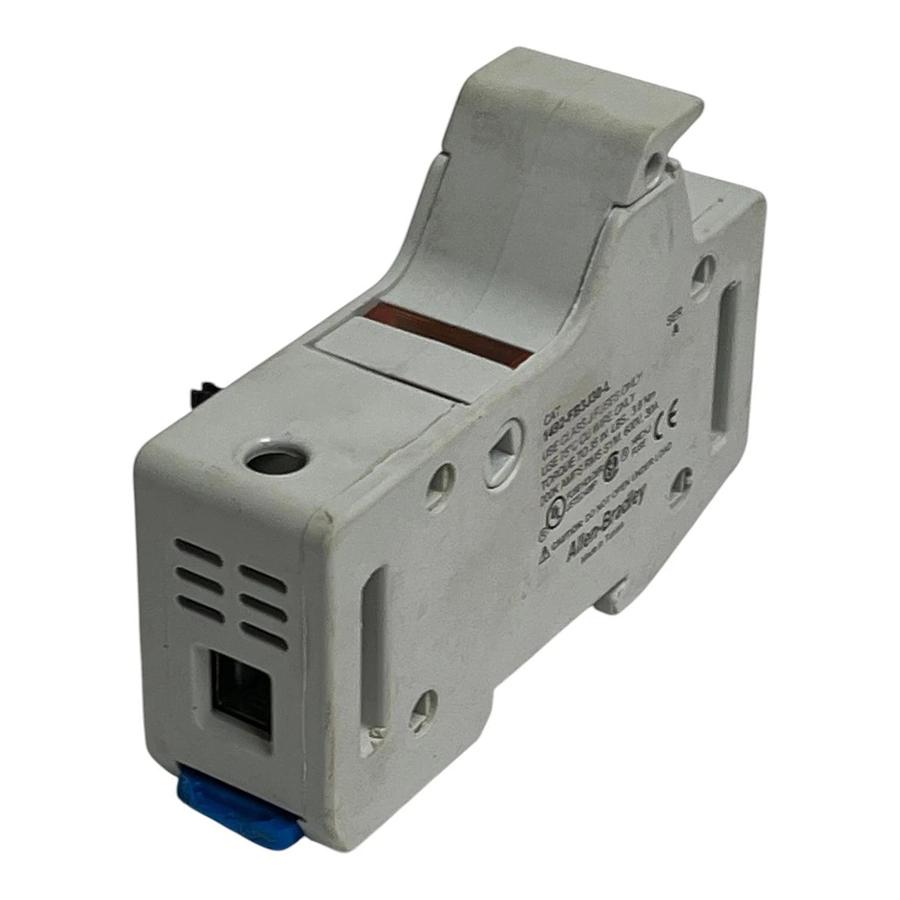 Used Allen-Bradley 1492-FB3J30-L Class J 30A Fuse Holder 600V DIN Blown Indication