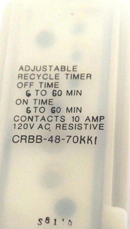 NIB POTTER & BRUMFIELD CRBB-48-70KK1 ADJUSTABLE RECYCLE TIMER CRBB4870KK1, 120V
