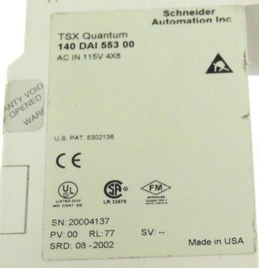 Used SCHNEIDER AUTOMATION TSX QUANTUM 140DAI55300 AC IN 115V 4X8, 140 DAI 553 00