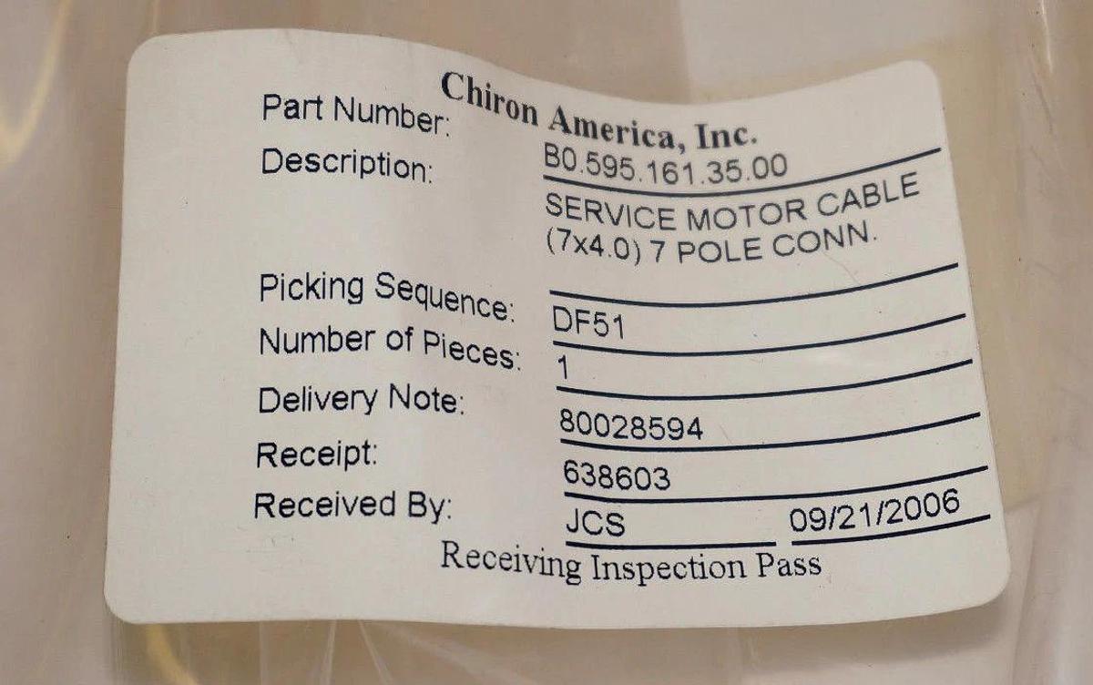 Used NEW CHIRON B0.595.161.35.00 SERVICE MOTOR CABLE (7X4.0) 7 POLE CONN.