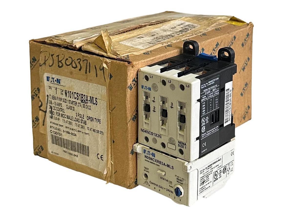 Used EATON N101CS1B3A-MLS / 3-1584-002A NEMA FVNR SIZE 1 STARTER 27A 3-POLE *CHIP