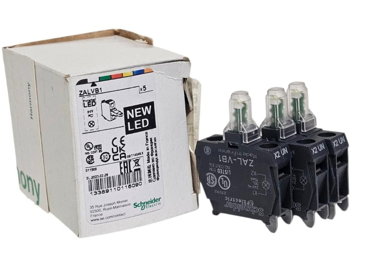 Used BOX OF 3 NEW SCHNEIDER ELECTRIC ZALVB1 LIGHT MODULES 24 VAC/DC NSMP