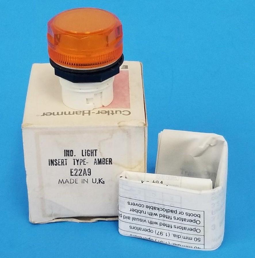 Used NIB EATON CUTLER-HAMMER E22A9 IND. LIGHT INSERT TYPE - AMBER