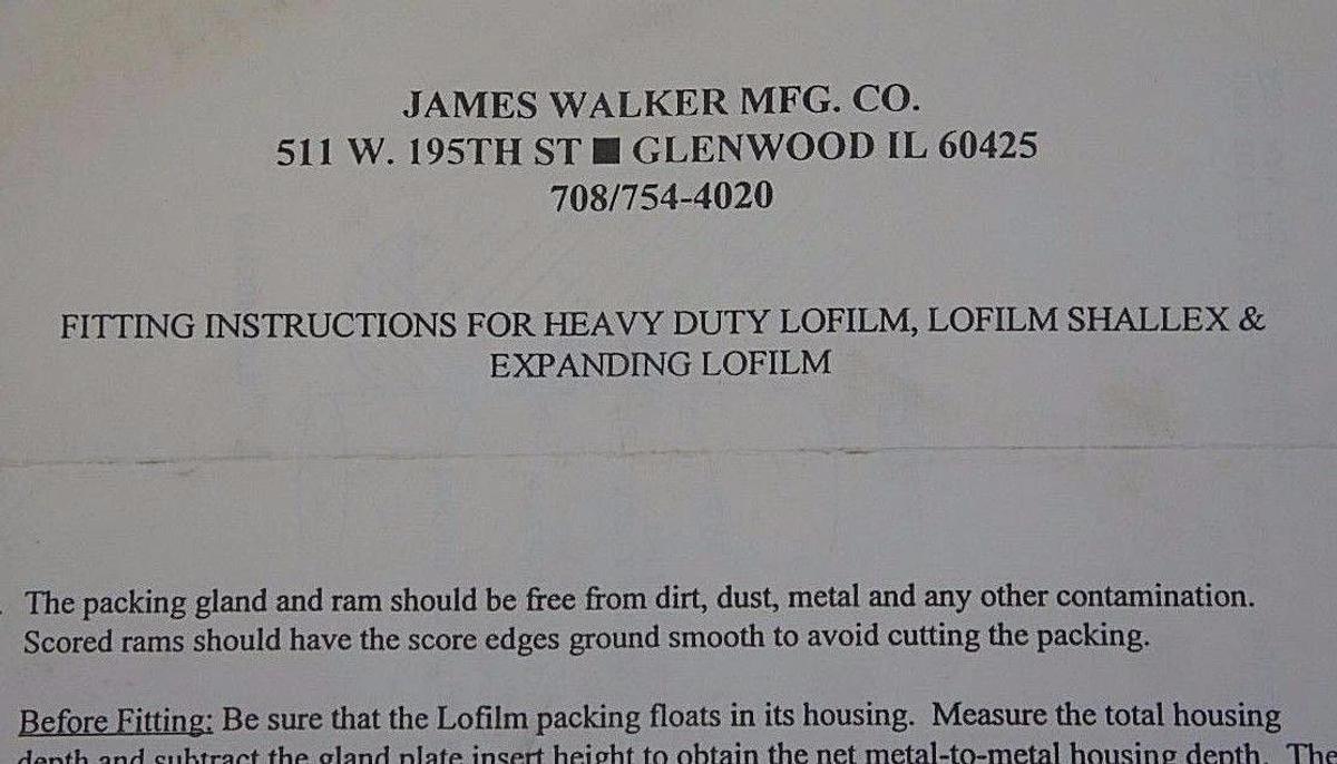 Used NEW JAMES WALKER MFG. LOFILM, LOFILM SHALLEX & EXPANDING LOFILM RINGS