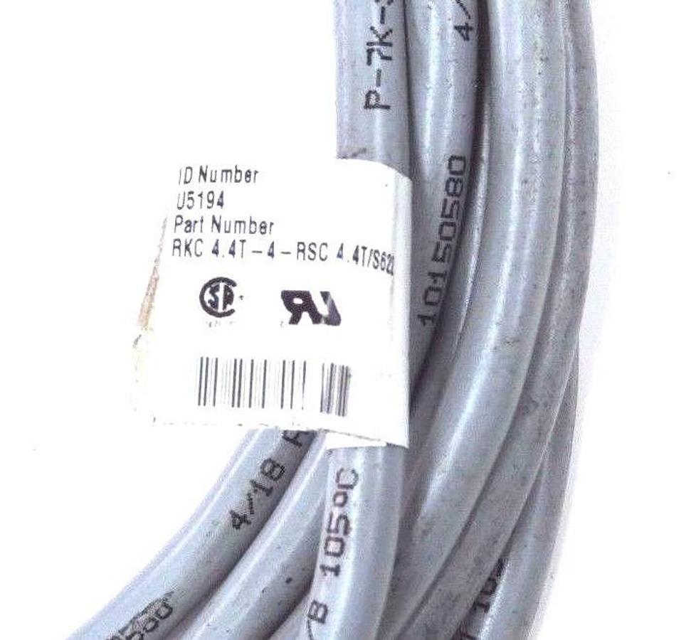 Used TURCK RKC 4.4T-4-RSC 4.4T/S622 EURO FAST CORDSET U5194, RKC44T4RSC44TS622