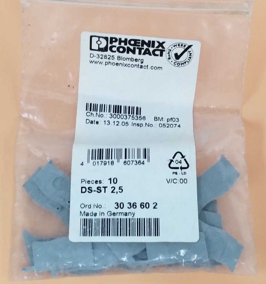 Used BAG OF 10 NEW PHOENIX CONTACT DS-ST 2,5 COVER SEGMENTS 3036602 DSST25