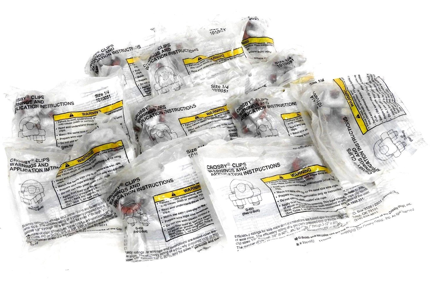 LOT OF 11 NEW CROSBY G-450 RED U BOLT WIRE ROPE CLIPS G450