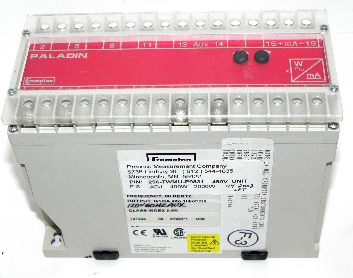 NIB PALADIN CROMPTON 256-TWMU-E9831 TRANSDUCER 480V UNIT F.S. ADJ. 400W-2000W