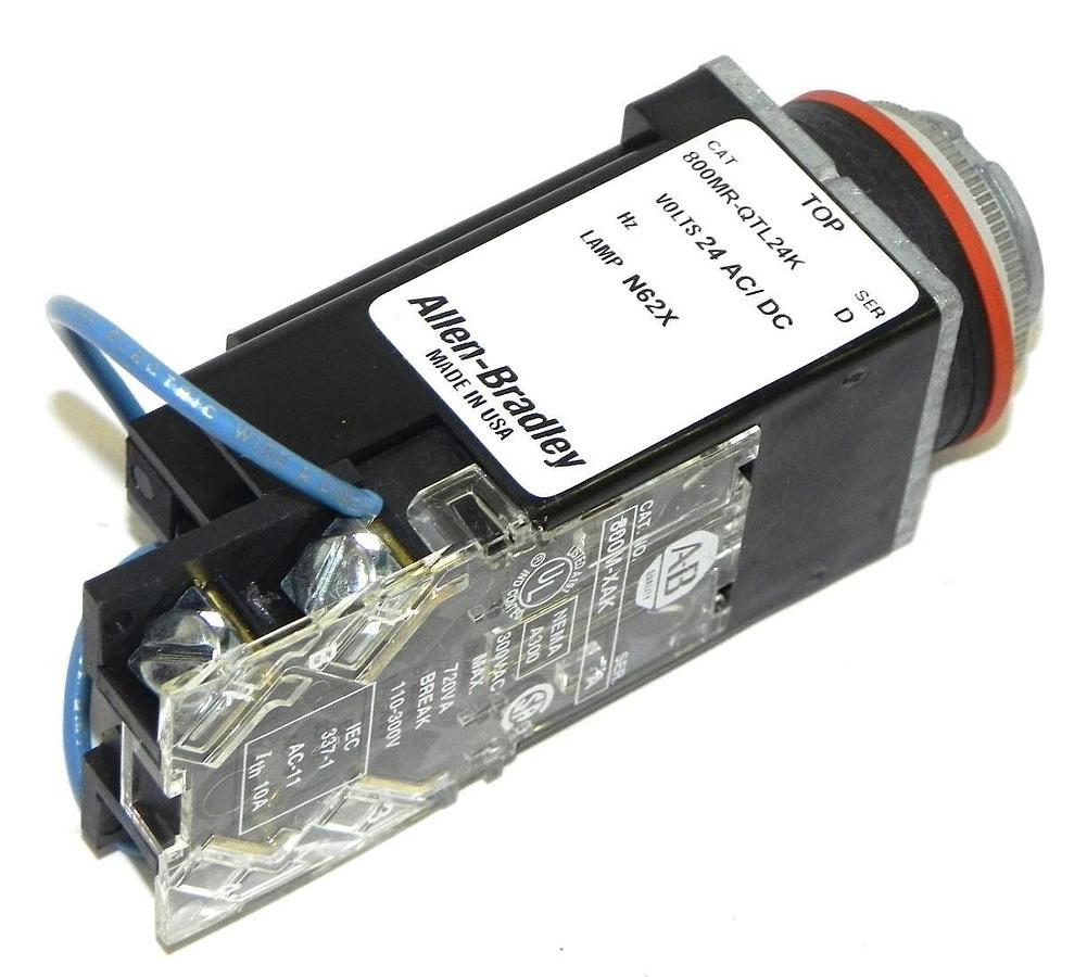 Used NEW ALLEN BRADLEY 800MR-QTL24WK SMALL ROUND PILOT LIGHT SER. D 24V WHITE LED