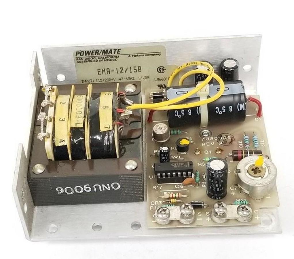 Used POWER MATE TECHNOLOGY EMA-12/15A POWER SUPPLY 115/230V 47-63HZ 1/.5A