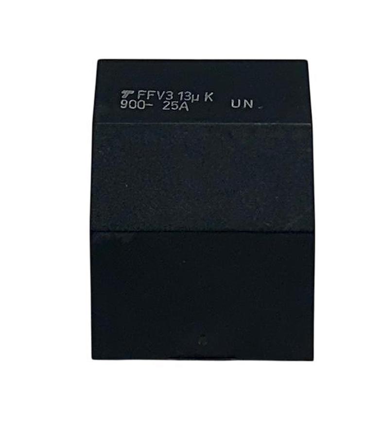 Used 7 KYOCERA FFV3 FILM CAPACITORS 13uF 900- 25A 900VDC 4-PIN BLACK NSNP
