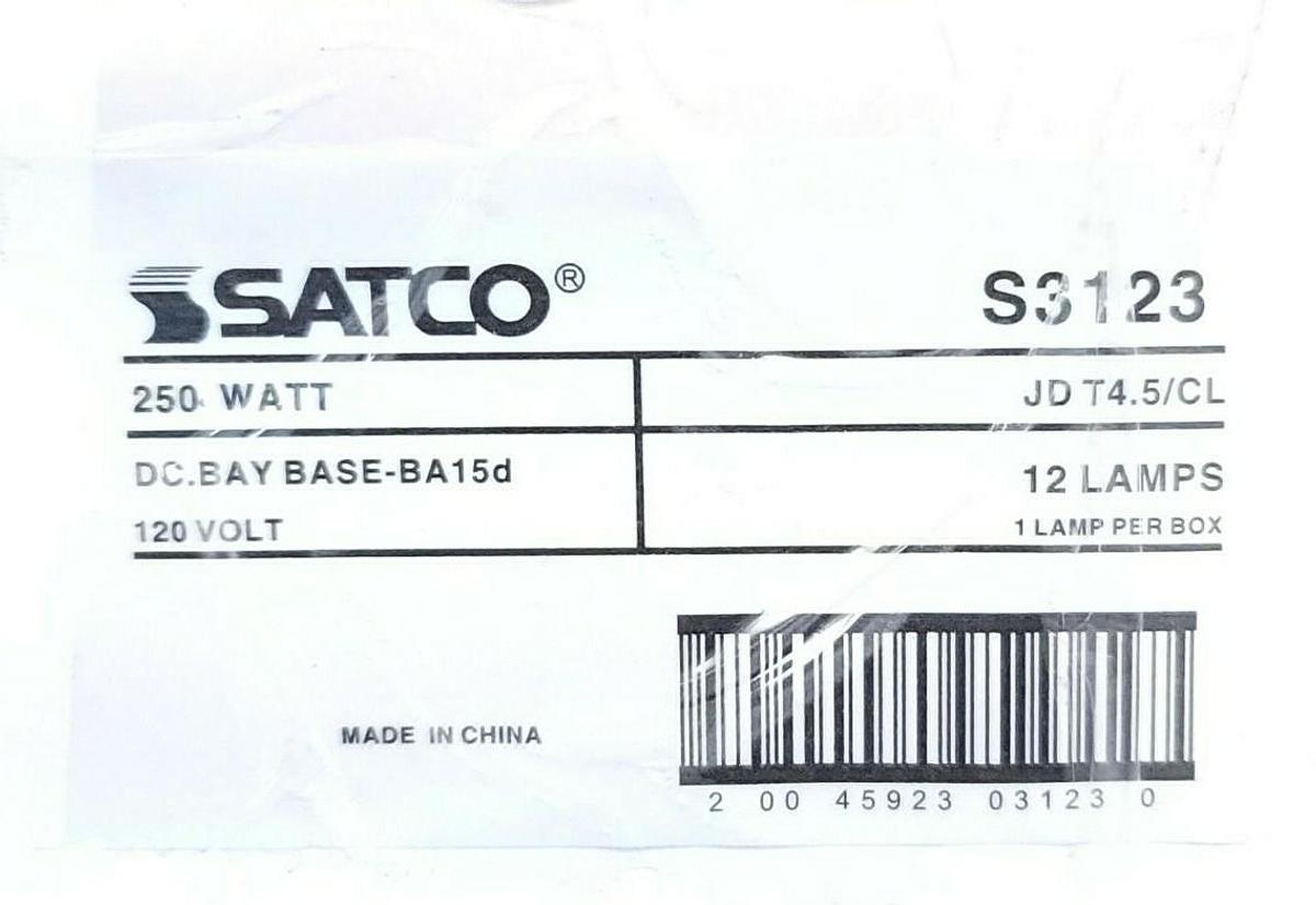 LOT OF 7 NEW SATCO S3123 LAMPS 250 WATT DC. BAY BASE-BA15D 120V