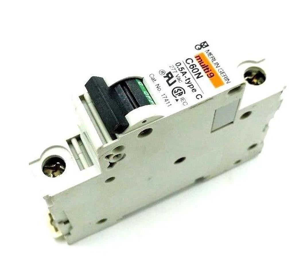 Used MERLIN GERIN 17411 CIRCUIT BREAKER 0.5A-TYPE C 277V, MULTI 9 C60N