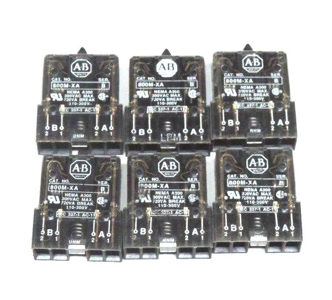 Used LOT OF 6 ALLEN BRADLEY 800M-XA CONTACT BLOCKS SER B 800MXA