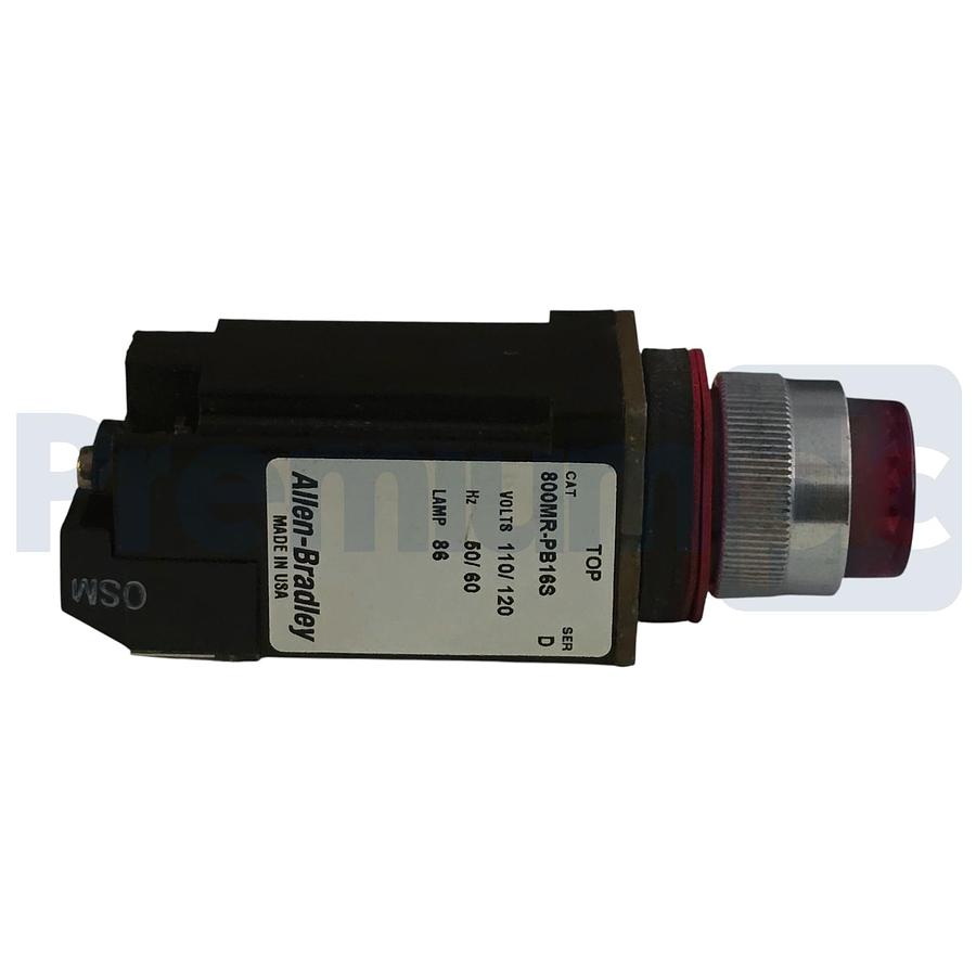 Used Allen Bradley 800MR-PB16S /D Red Illuminated Push Button 120V 22mm 800MRPB16S