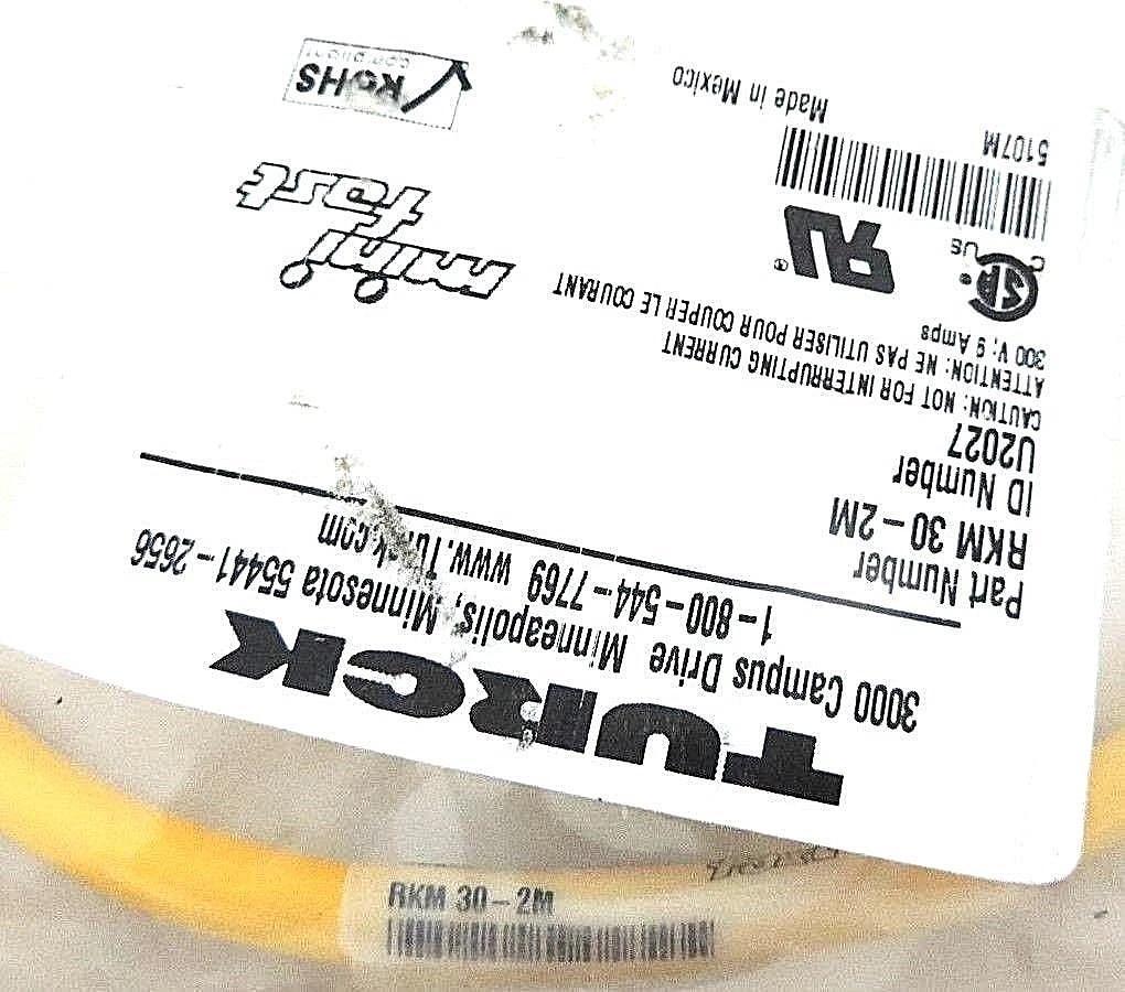 Used NEW TURCK RKM 30-2M MINI-FAST CORDSET ID #: U2027, RKM302M