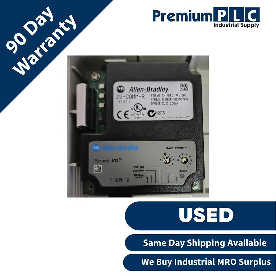 Used ALLEN BRADLEY 20AD5P0A0AYNNNC0 /A POWERFLEX 70 AC DRIVE 3HP W/ 20-COMM-R MODULE