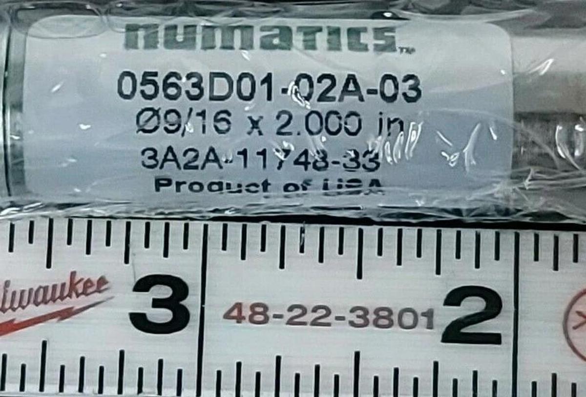 Used NEW NUMATICS 0563D01-02A-03 PNEUMATIC CYLINDER 2'' STROKE 9/16'' BORE
