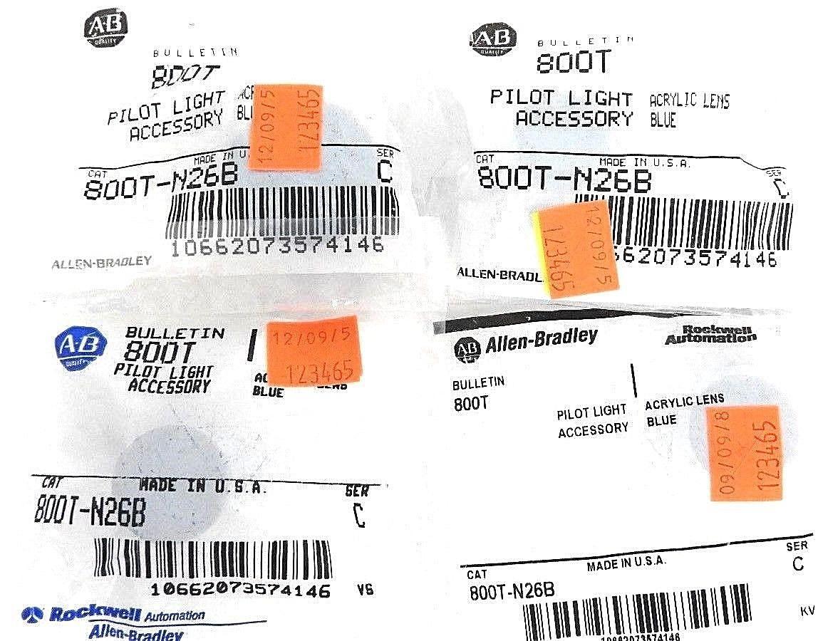 Used LOT OF 4 NIB ALLEN BRADLEY 800T-N26B SER. C PILOT LIGHT BLUE ACRYLIC LENS