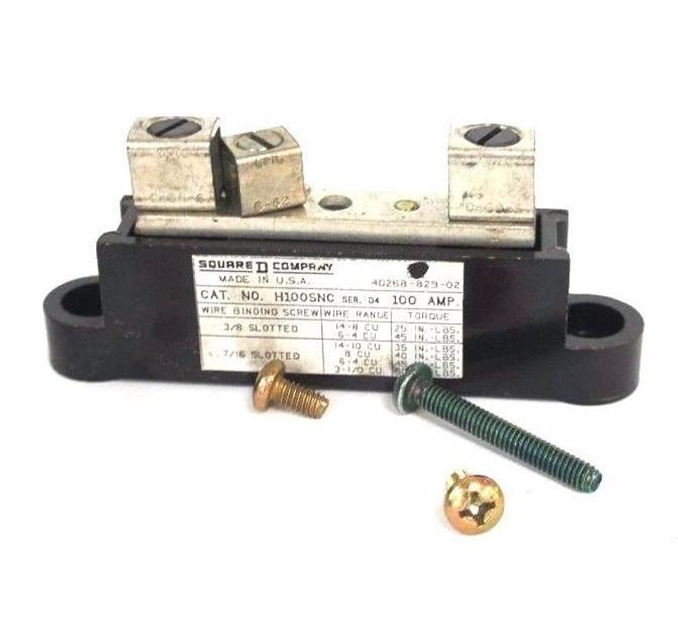 NEW SQUARE D H100SNC INSULATED GROUNDABLE NEUTRAL ASSEMBLY SER. D4, 48834