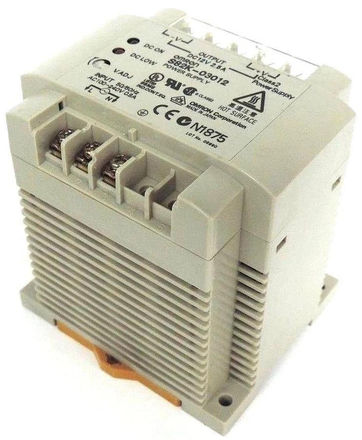 Used OMRON S82K-03012 POWER SUPPLY, 100-240VAC SUPPLY, 12VDC OUTPUT, 2.5A