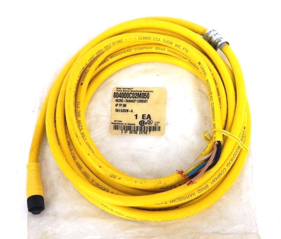 Used NEW BRAD HARRISON 804000C02M050 MICRO-CHANGE CORDSET 4P FP 5M 18/4 SJOOW-A
