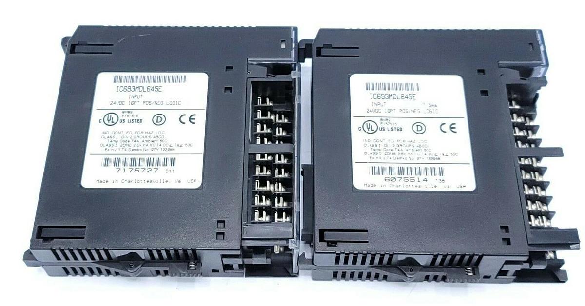 Used LOT OF 2 GE FANUC IC693MDL645E INPUT MODULES 24VDC 16PT POS/NEG/ LOGIC