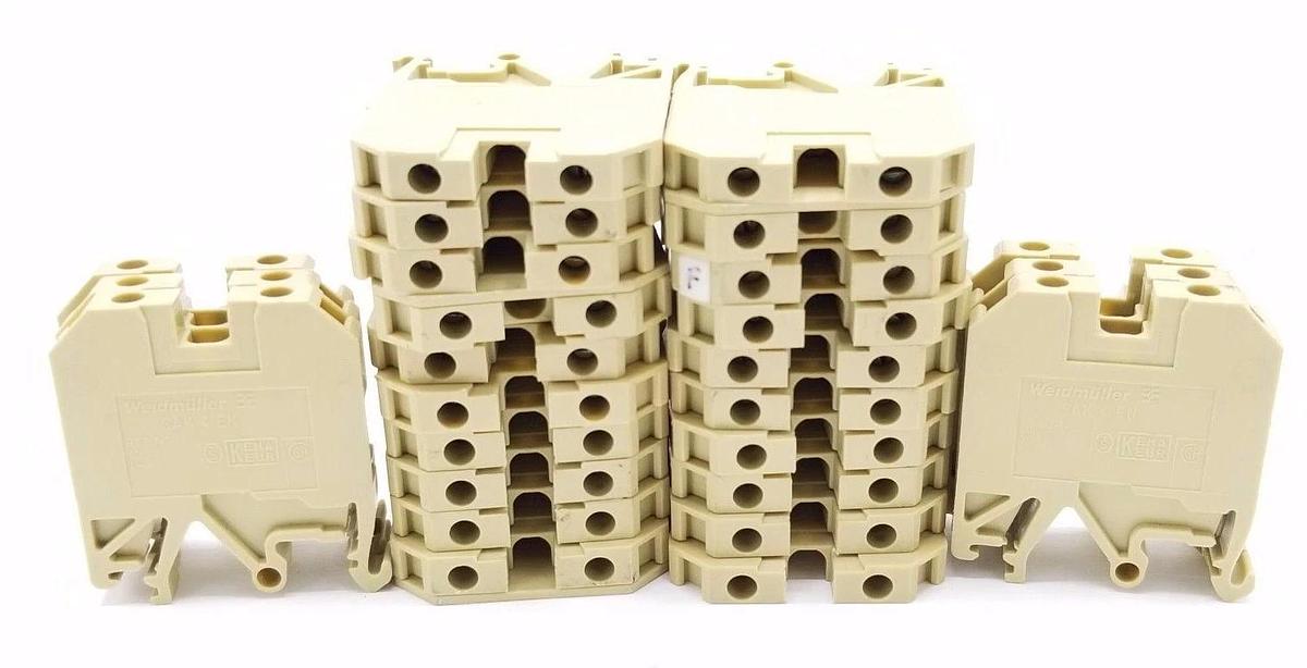 Used LOT OF 26 WEIDMULLER SAK 4 EN TERMINAL BLOCK 2POS, SAK4EN BEIGE