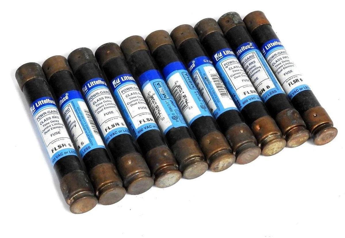 Used LOT OF 10 LITTELFUSE FLSR 6 POWR-GARD CLASS RK5 FUSES FLSR6