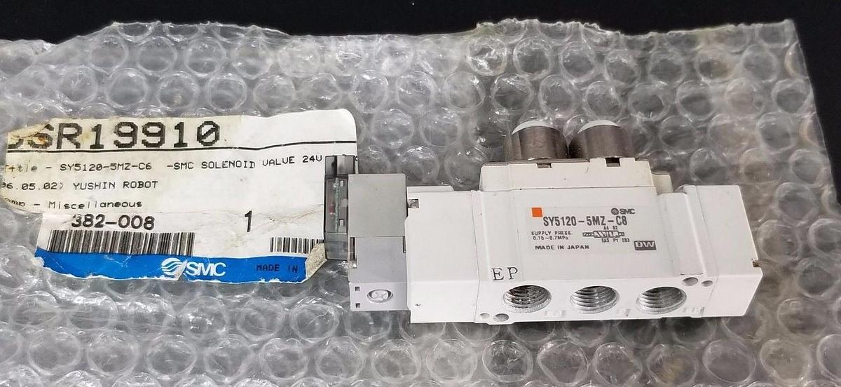 Used SMC SY5120-5MZ-C8 SOLENOID VALVE SY51205MZC8, 24VDC
