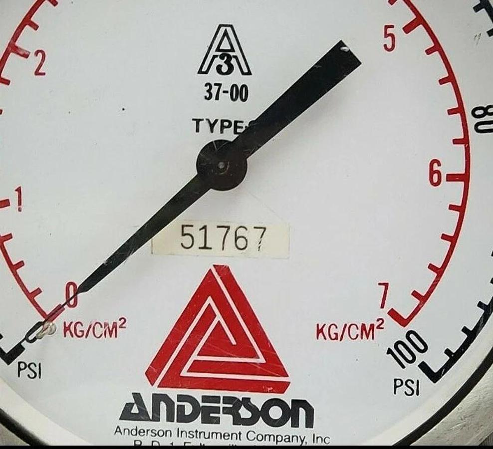 Used ANDERSON A3 37-00 TYPE S PRESSURE GAUGE, 0-100PSI, 0-7KG/CM^2, 51767