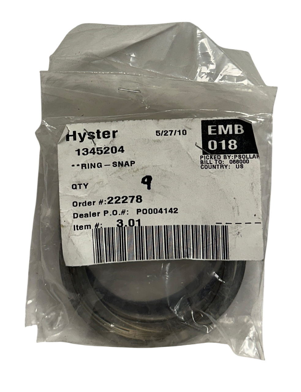 Used 9 HYSTER 1345204 / HY1345204 OEM SNAP RINGS FOR FORKLIFT NSNP