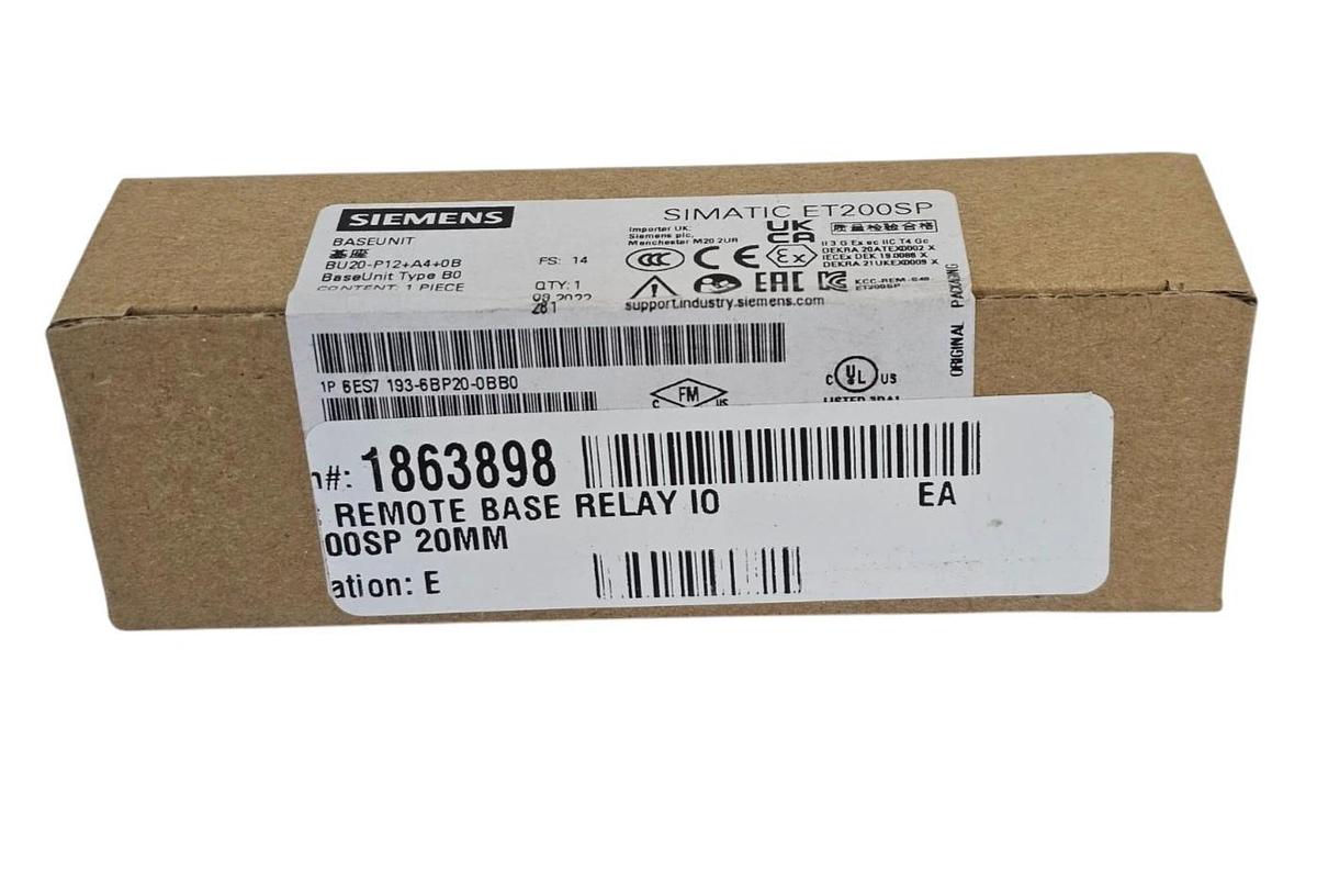 Used SIEMENS 6ES7193-6BP20-0BB0 BASEUNIT SIMATIC ET200SP 6ES71936BP200BB0 NSFS