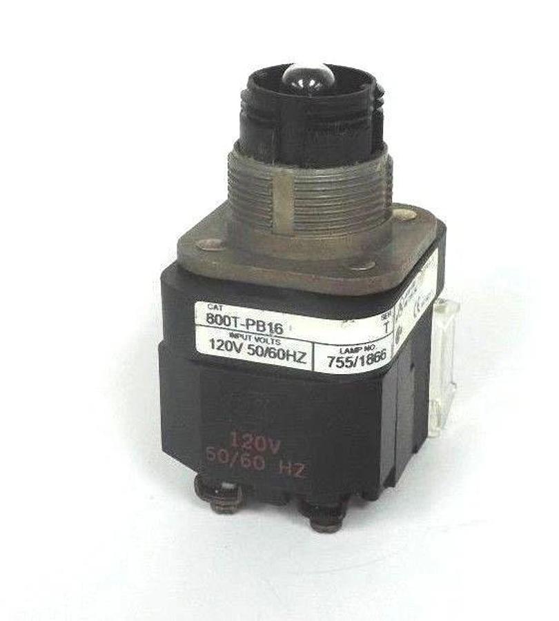 Used ALLEN BRADLEY 800T-PB16 PUSHBUTTON 800TPB16 SER. T 120V W/ 800T-XA1 SER. E