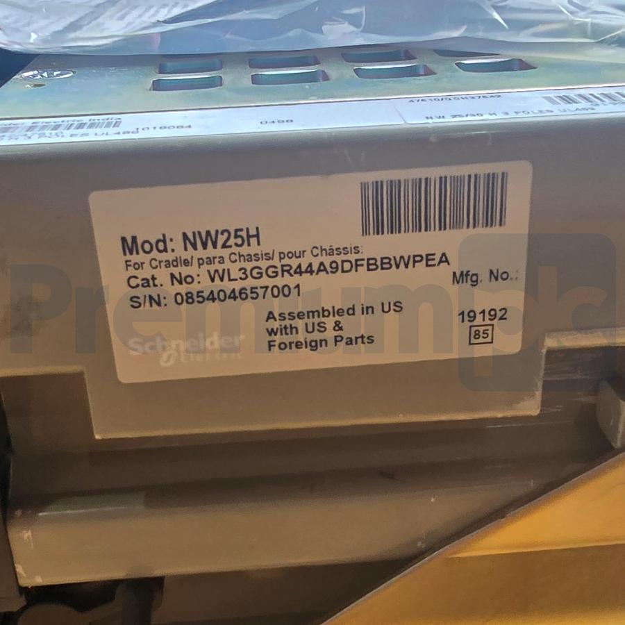 Used Square D WL3GGR44A9DFBBWPEA MasterPact NW25H 3P 2500A Breaker w/Micrologic Trip